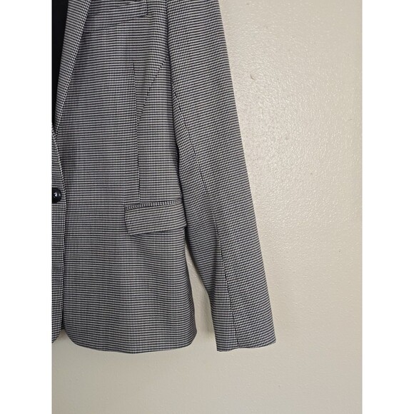 Theory Houndstooth Shrunken Blazer Womens Size 4 Office Work Career Black White - Picture 4 of 10
